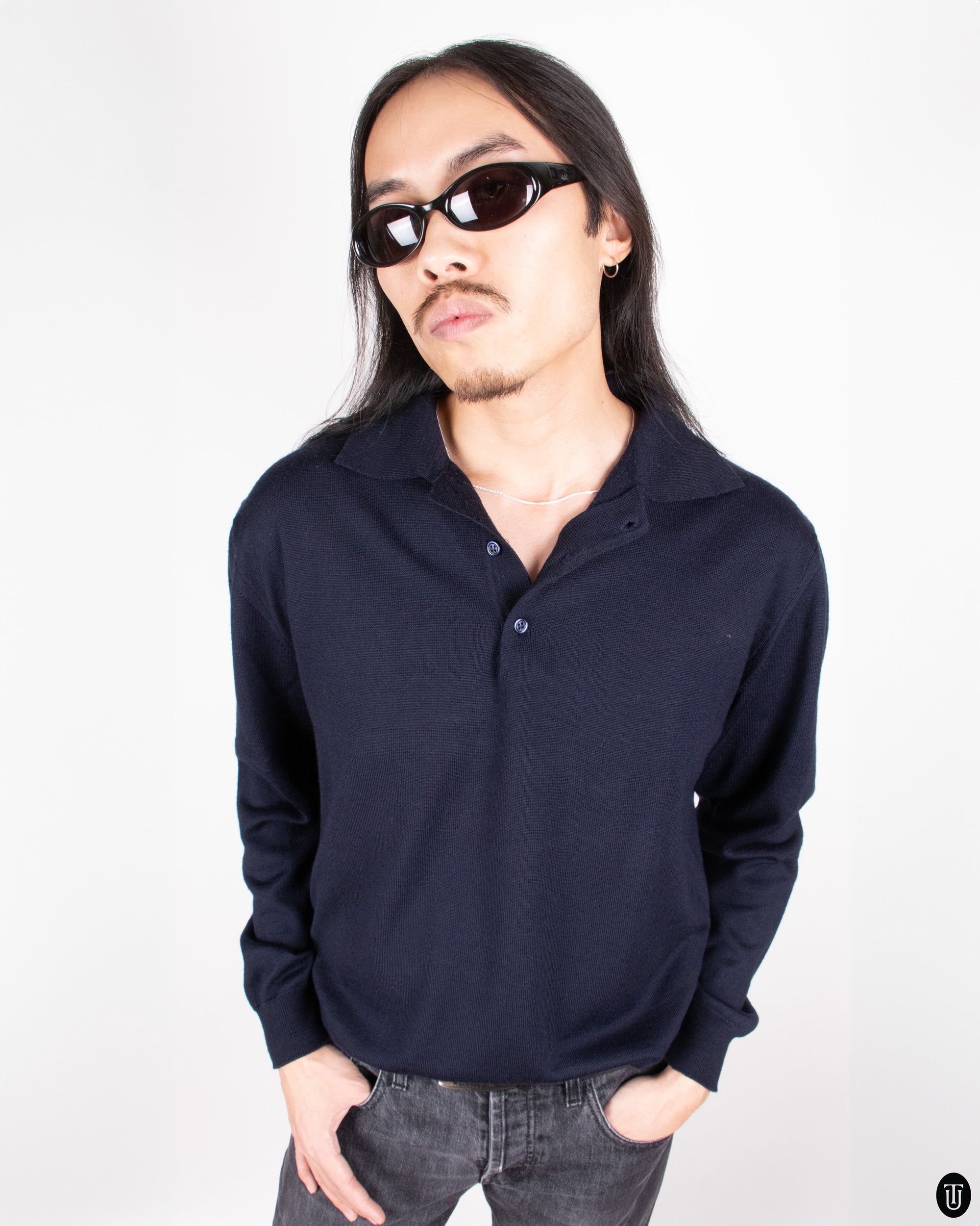 80's Pierre Cardin Navy Knit M