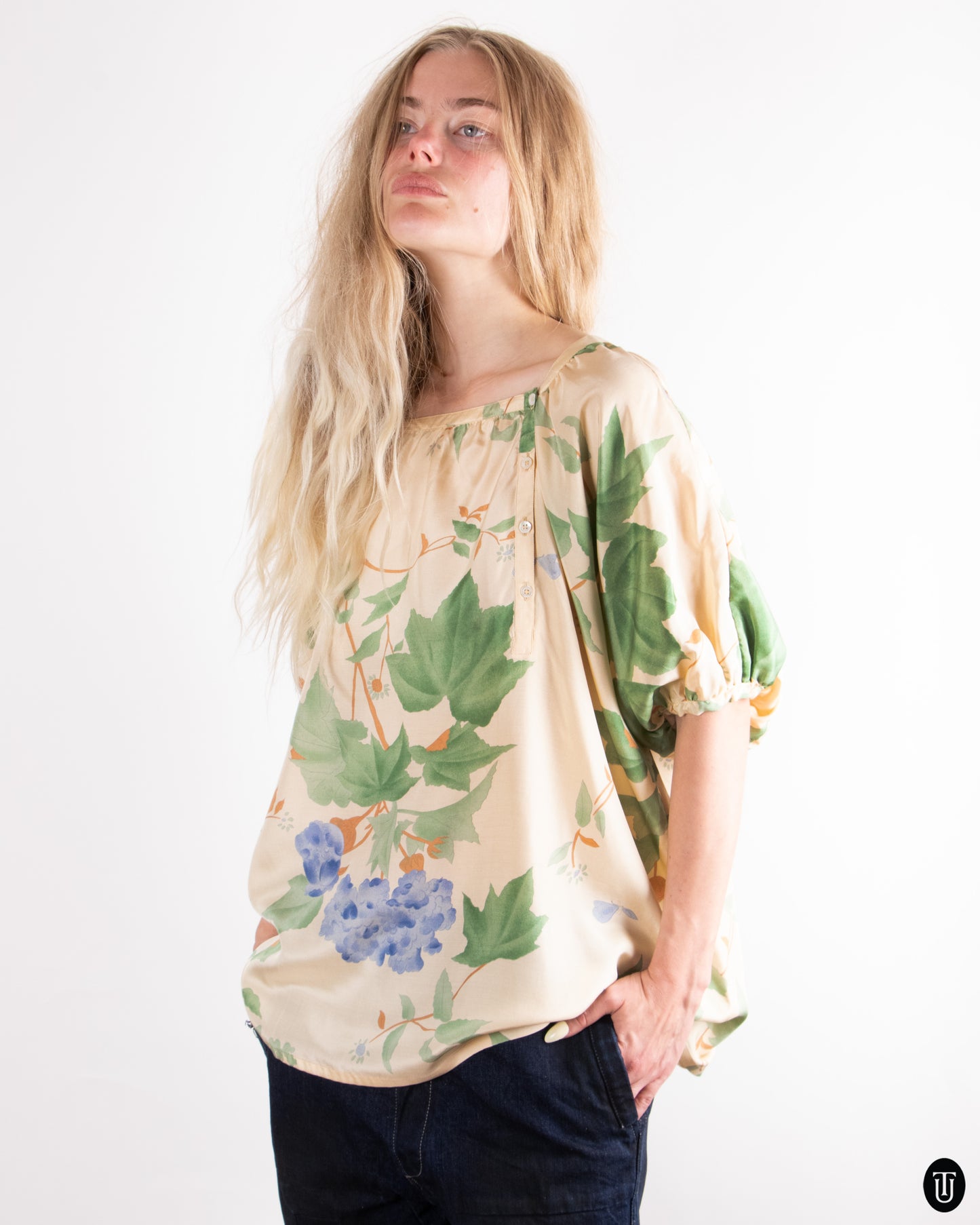 70's Cacharel Silk Blouse M
