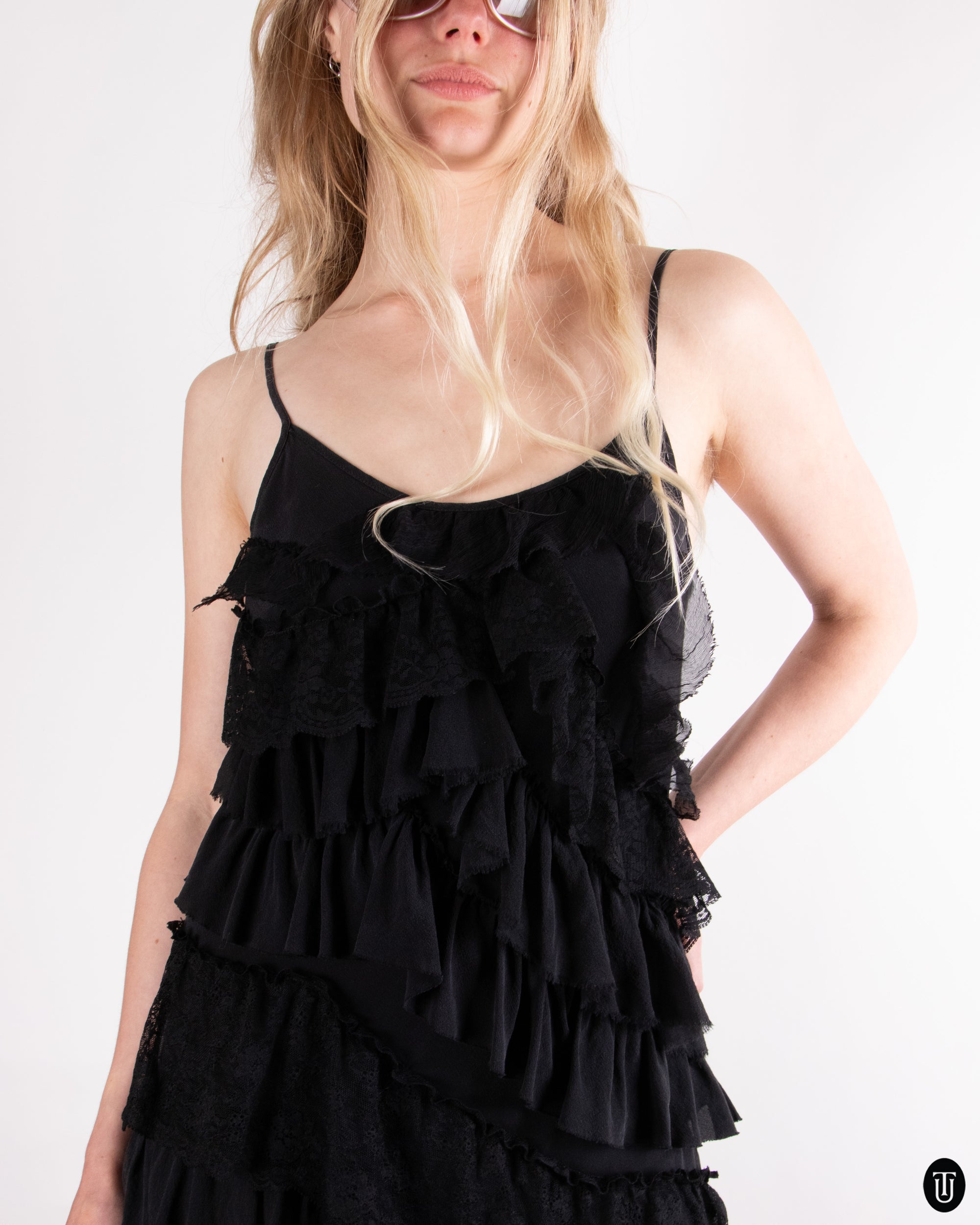 00's Adele Fado Ruffle Lace Dress M