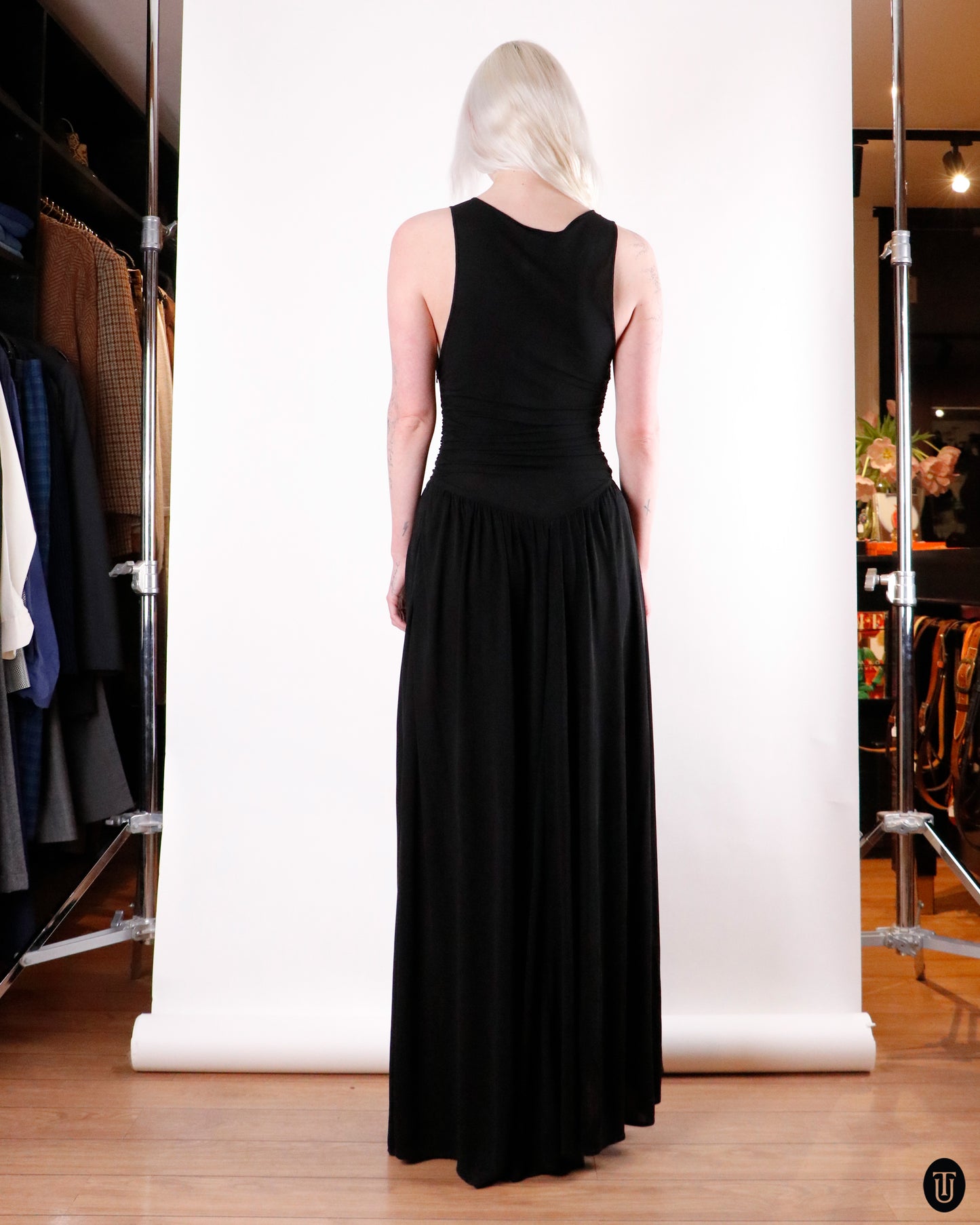00's Celine Black Tank Maxi Dress M