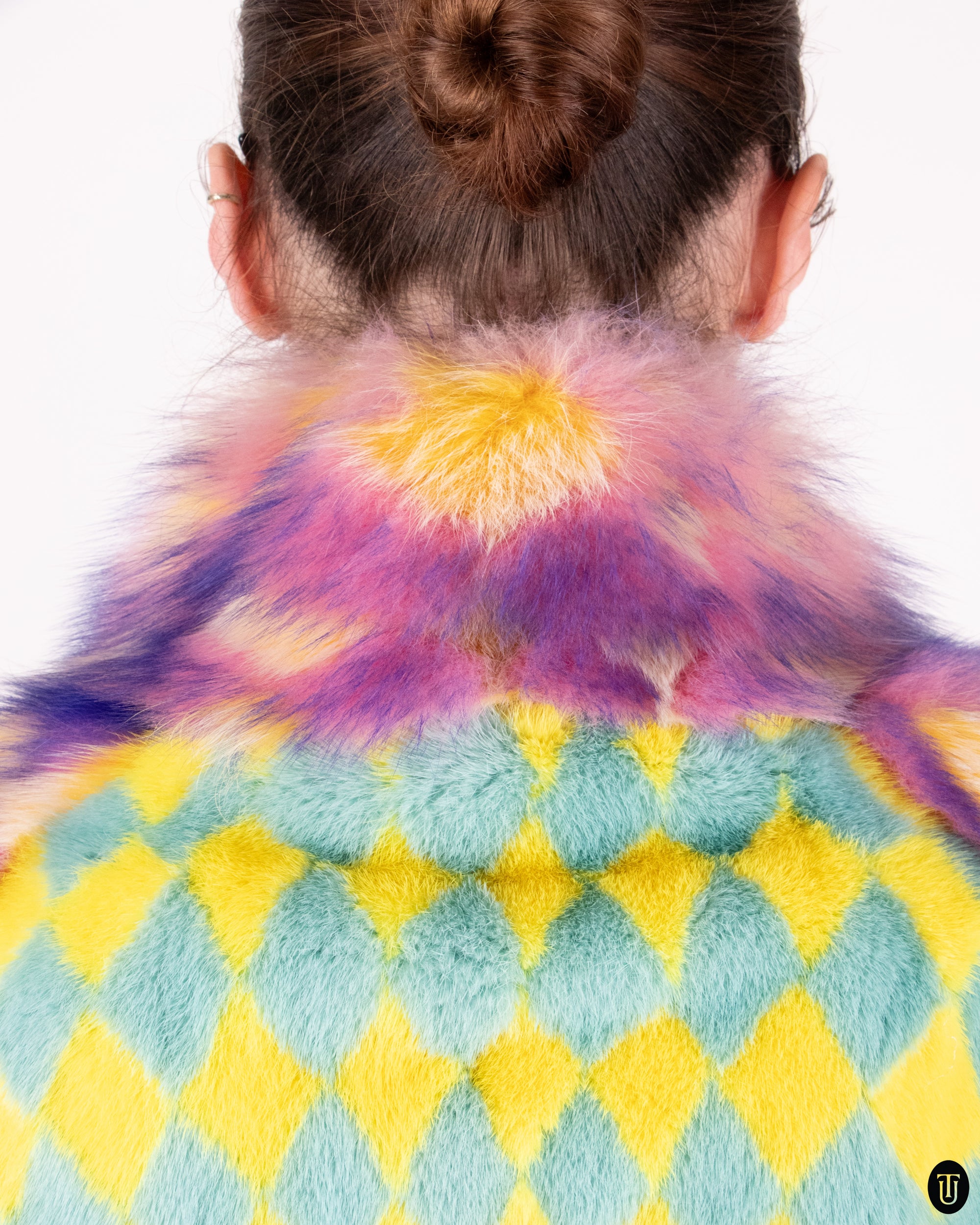 00s Nikoline Liv Andersen Harlequin Leather and Fur Coat S