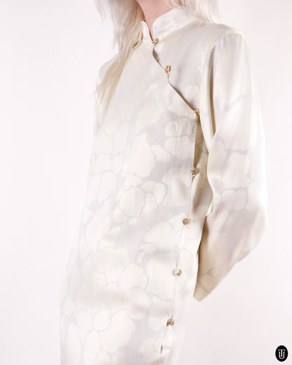 70's Yves Saint Laurent Rive Gauche Chinoiserie Silk Dress M