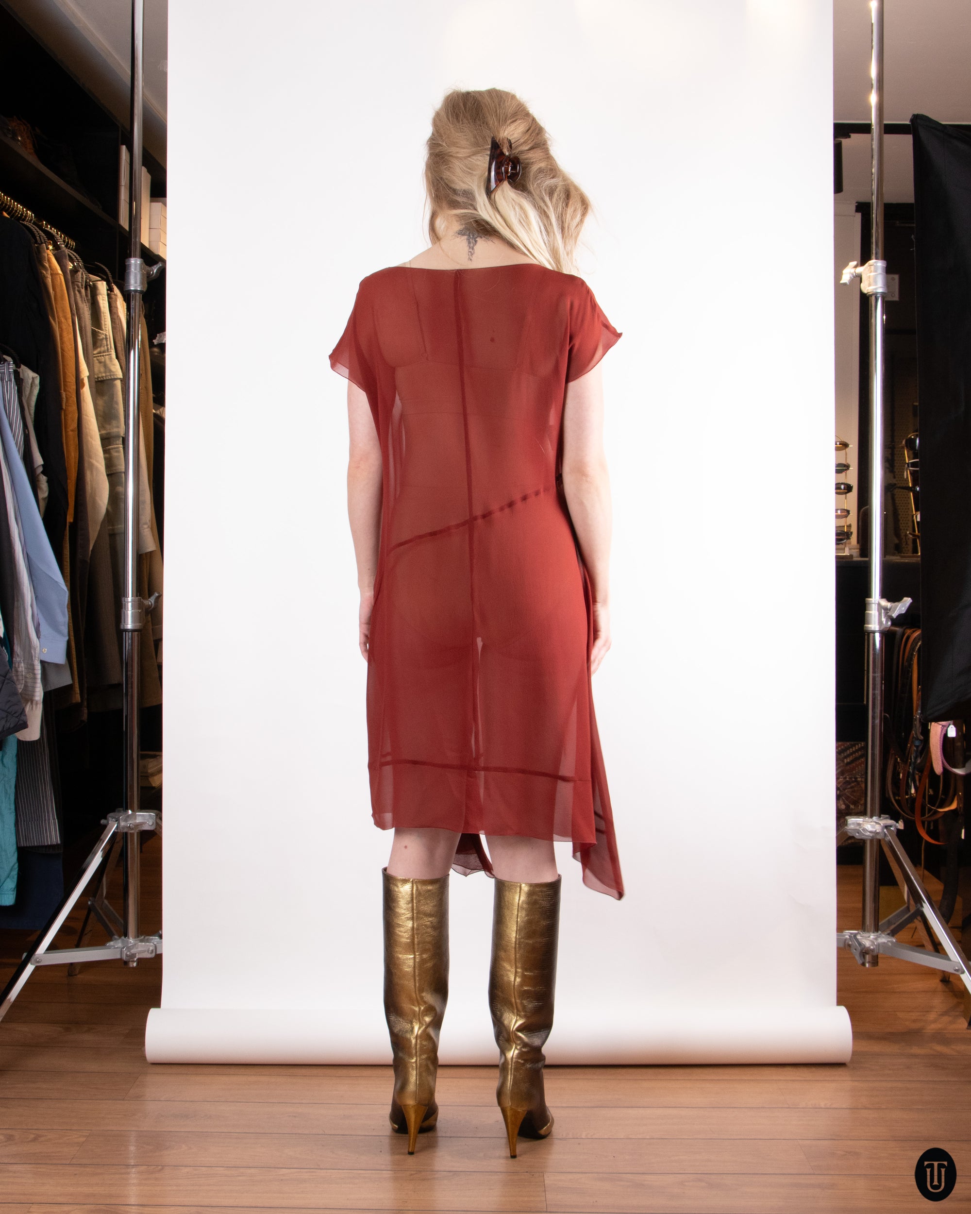 90's Sheer Silk dress M