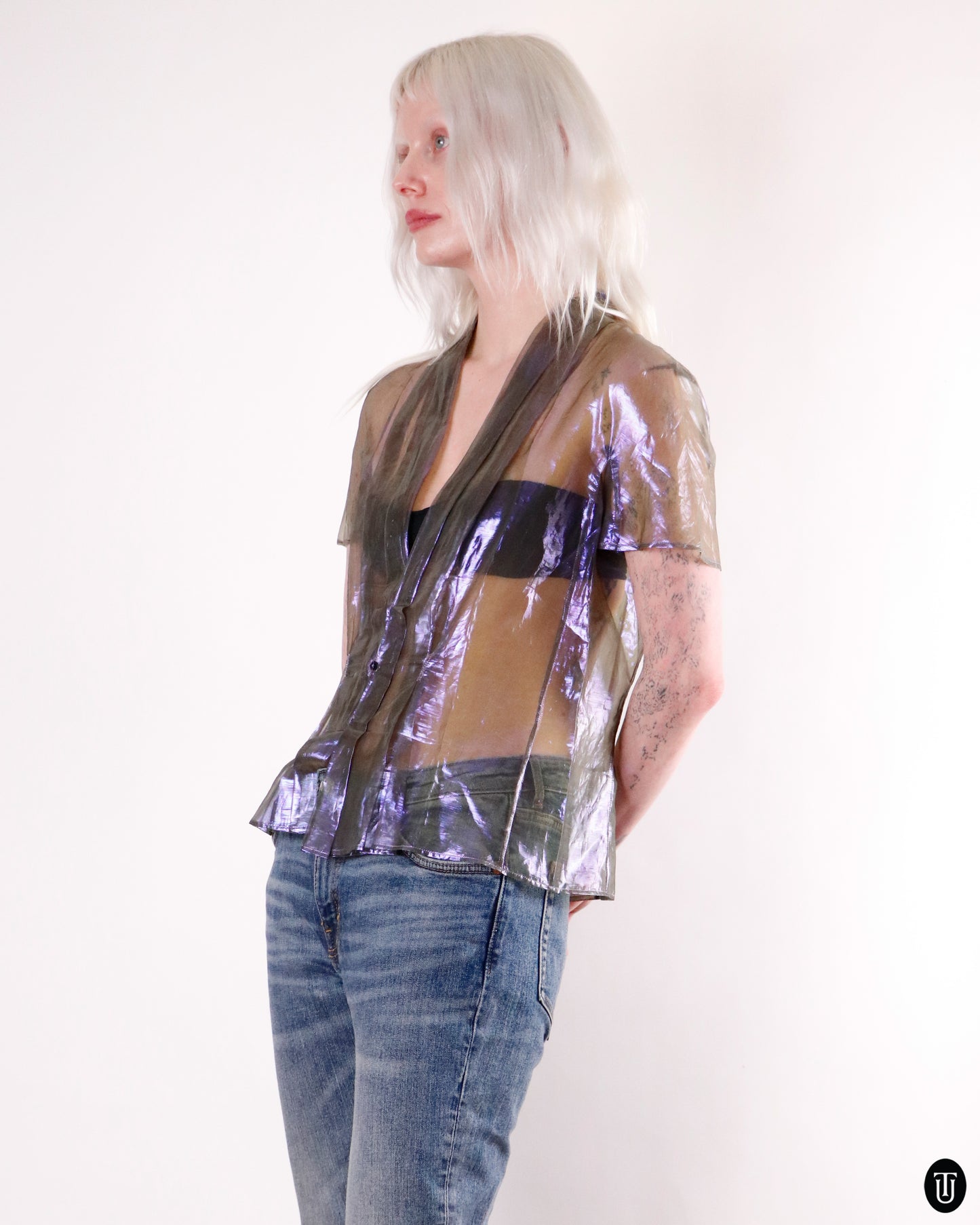 00's Jil Sander Purple Iridescent Blouse M