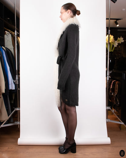 00's Galliano Wool Mix and Lamb Fur Cardigan XS