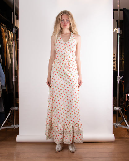 70's Carli Gry Copenhagen Strawberry Skirt Set M