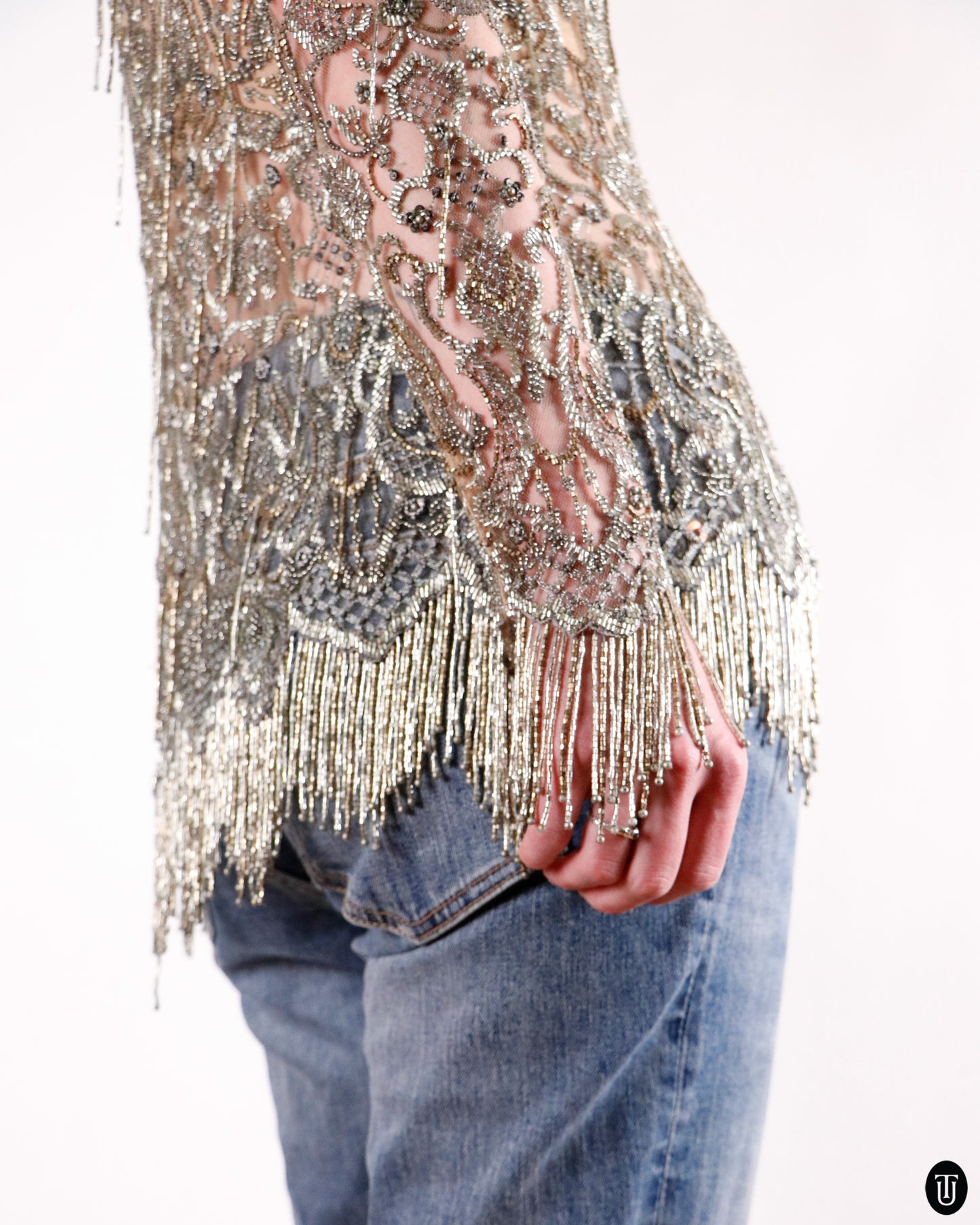 90's Balmain Haute Couture Beaded Top XS