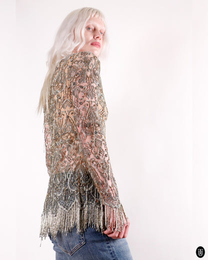 90's Balmain Haute Couture Beaded Top XS