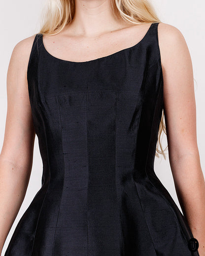 1980s Valentino Black Silk Dress S