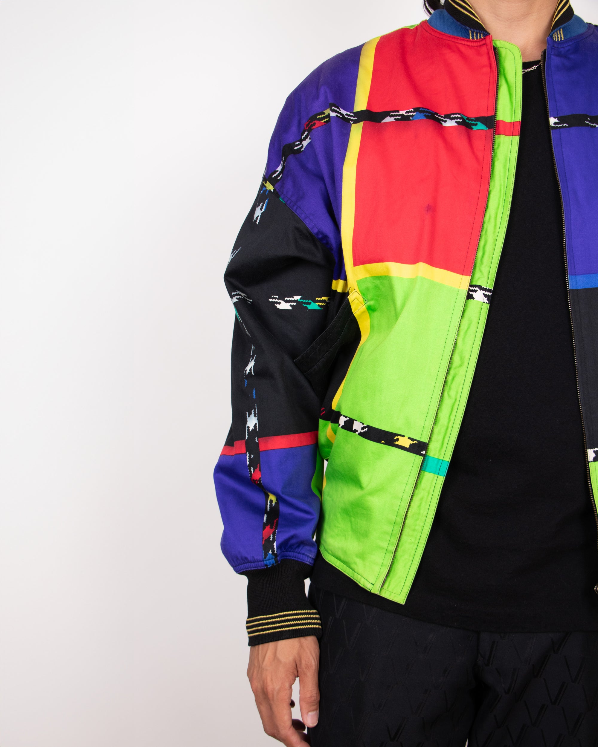 80's Gianni Versace Multi-Colored Bomber Jacket M