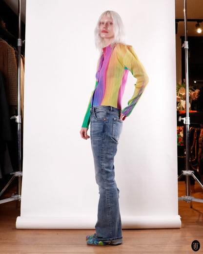 90's Issey Miyaki Rainbow Pleated Shirt M