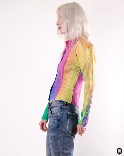 90's Issey Miyaki Rainbow Pleated Shirt M