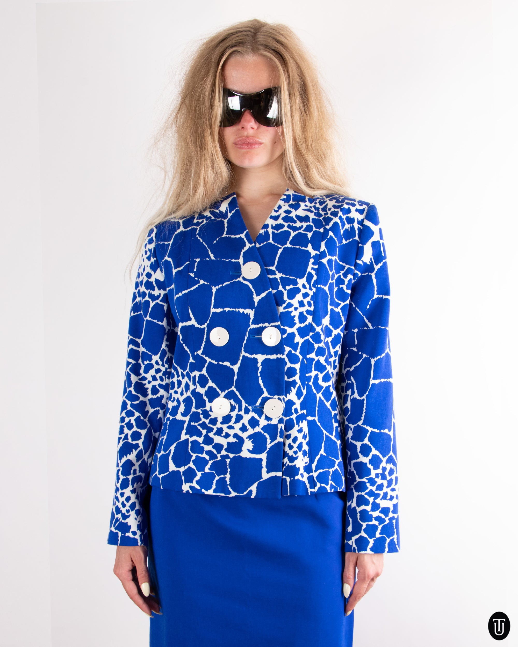 80's Yves Saint Laurent Cotton Skirt Set L