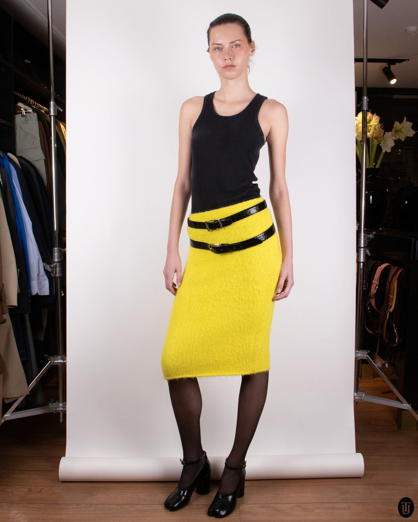 10s Versace Knitted Yellow Skirt M