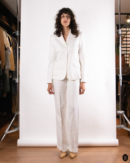 90's Gian Franco Ferré White linen suit S