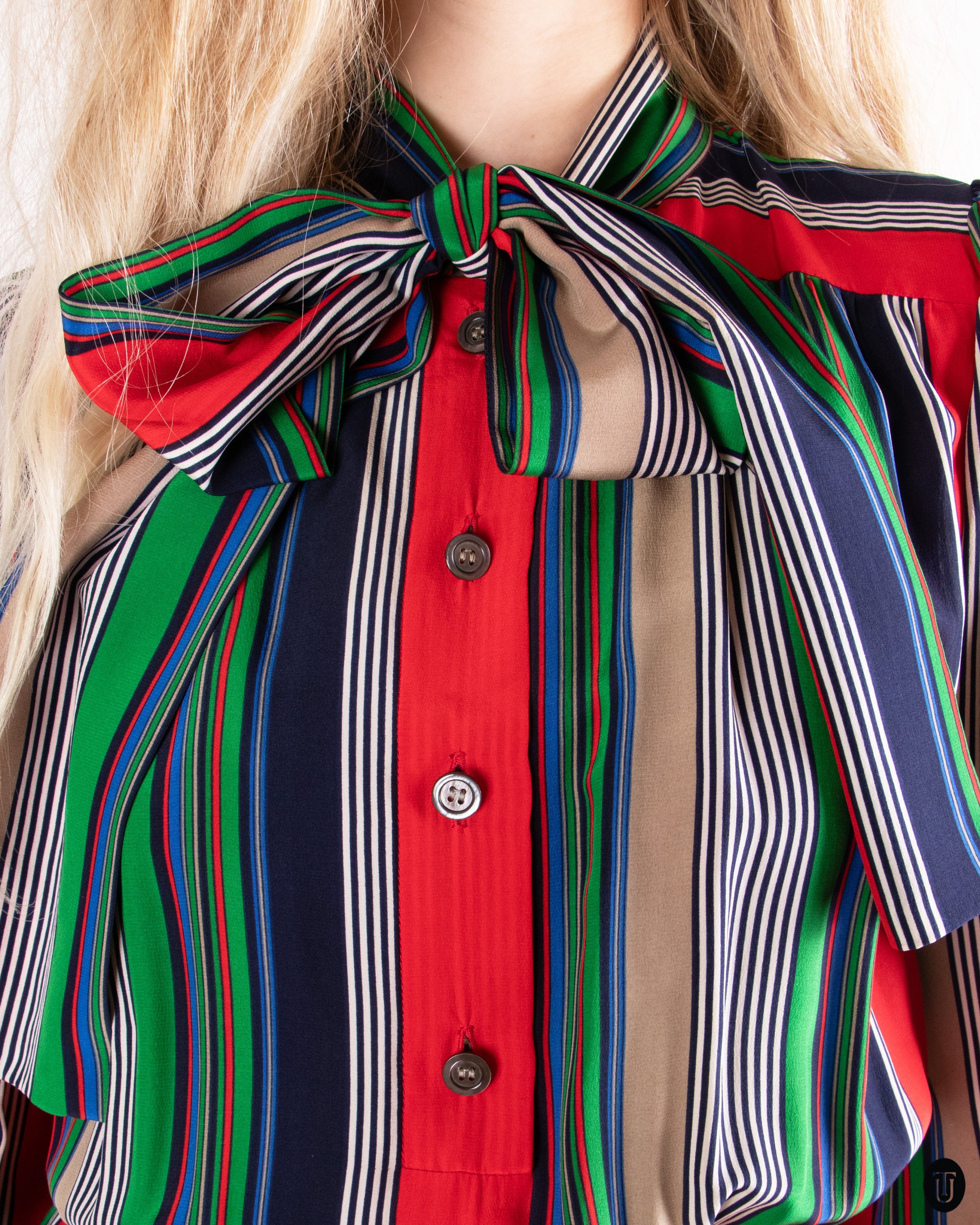 70's Yves Saint Laurent Silk Striped dress M