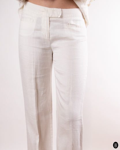 90's Gian Franco Ferré White linen suit S