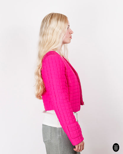 2000s Chanel Hot Pink Quilted Jacket S