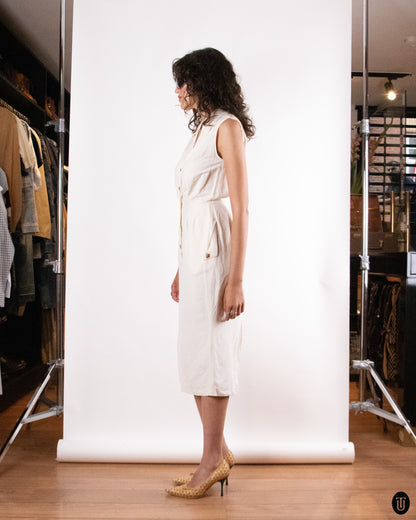 90's Thierry Mugler "Activ" Cream White Dress XS
