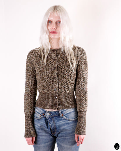 00's Prada Textured Wool-Cashmere Cardigan M