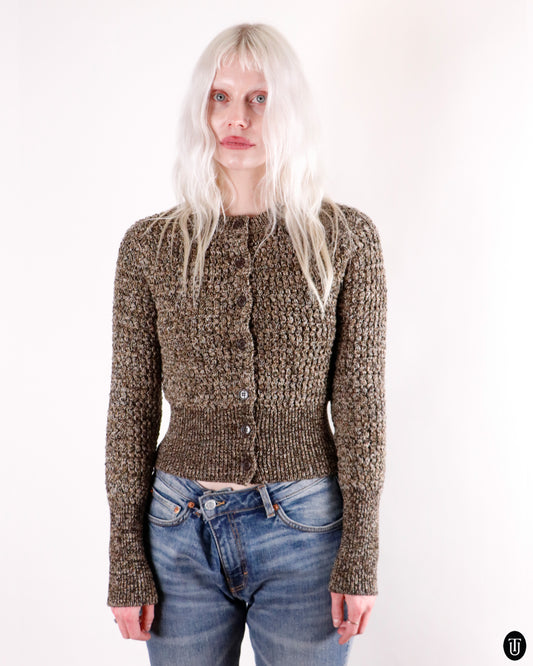 00's Prada Textured Wool-Cashmere Cardigan M