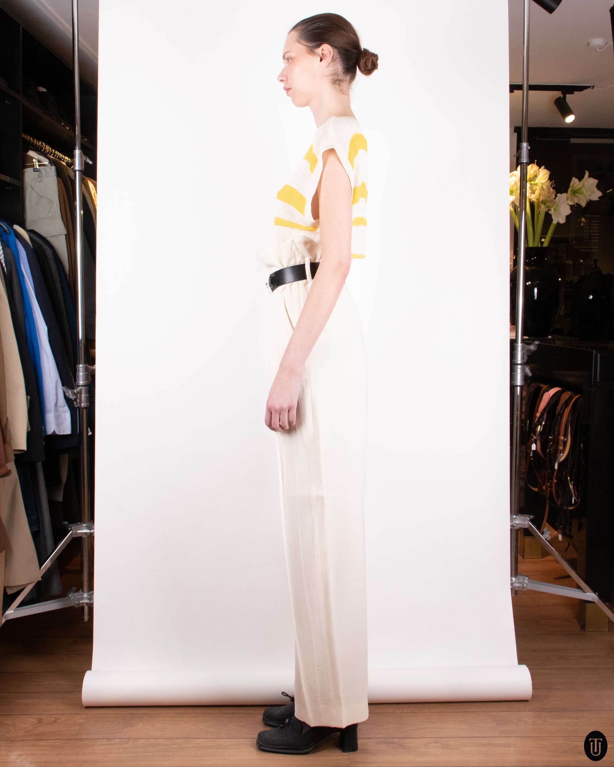 00s Lanvin Cream Wool Trousers S