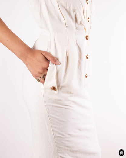 90's Thierry Mugler "Activ" Cream White Dress XS