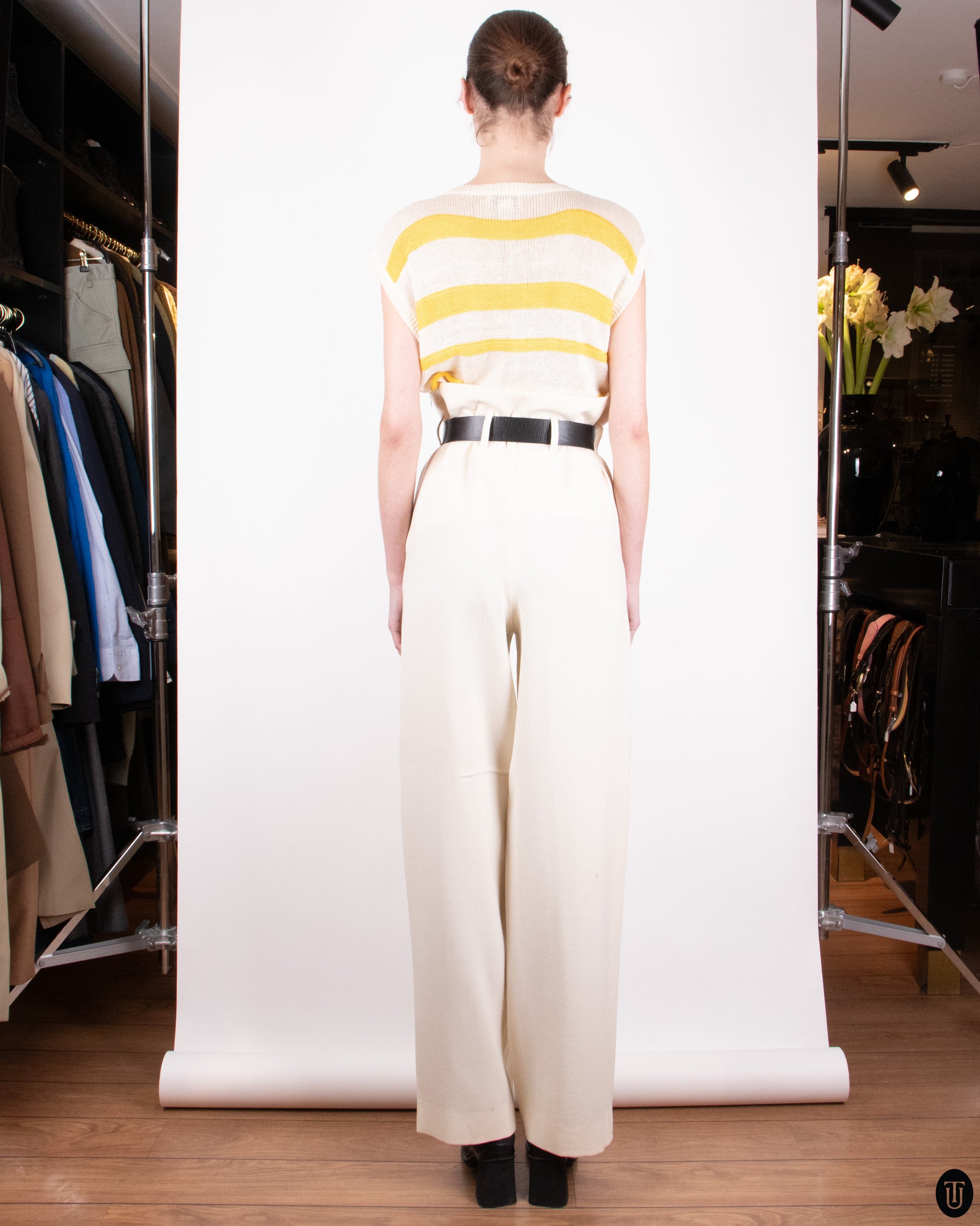 00s Lanvin Cream Wool Trousers S