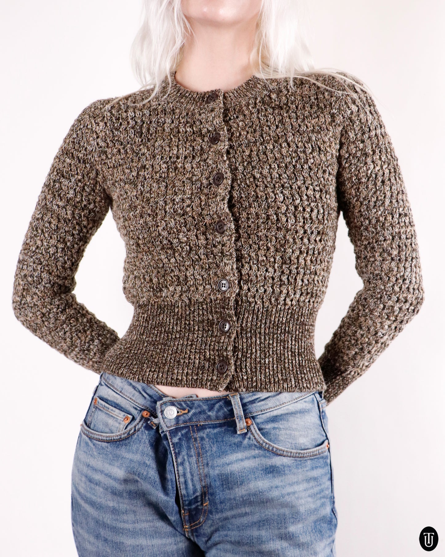 00's Prada Textured Wool-Cashmere Cardigan M