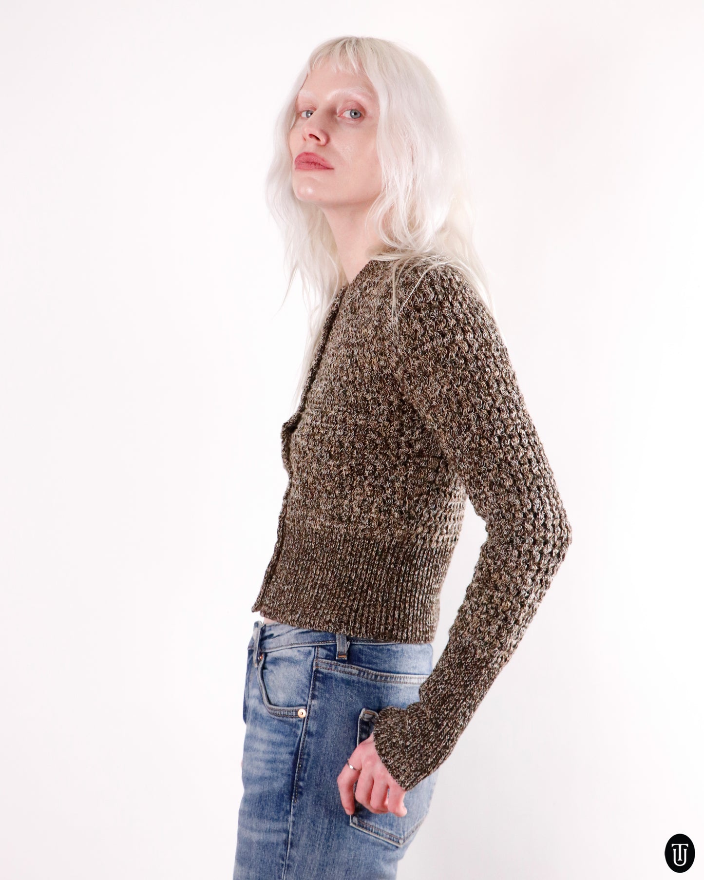 00's Prada Textured Wool-Cashmere Cardigan M