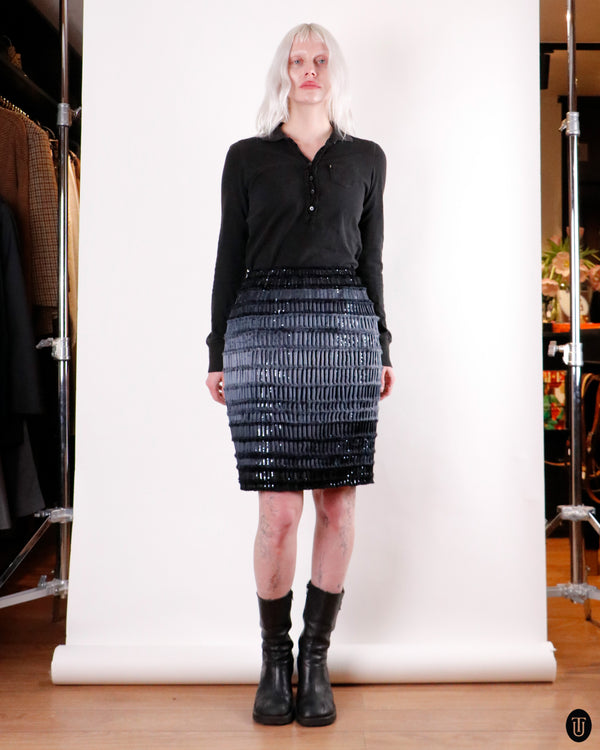 00's Chanel Haute Couture Silk Knee-Length Skirt M