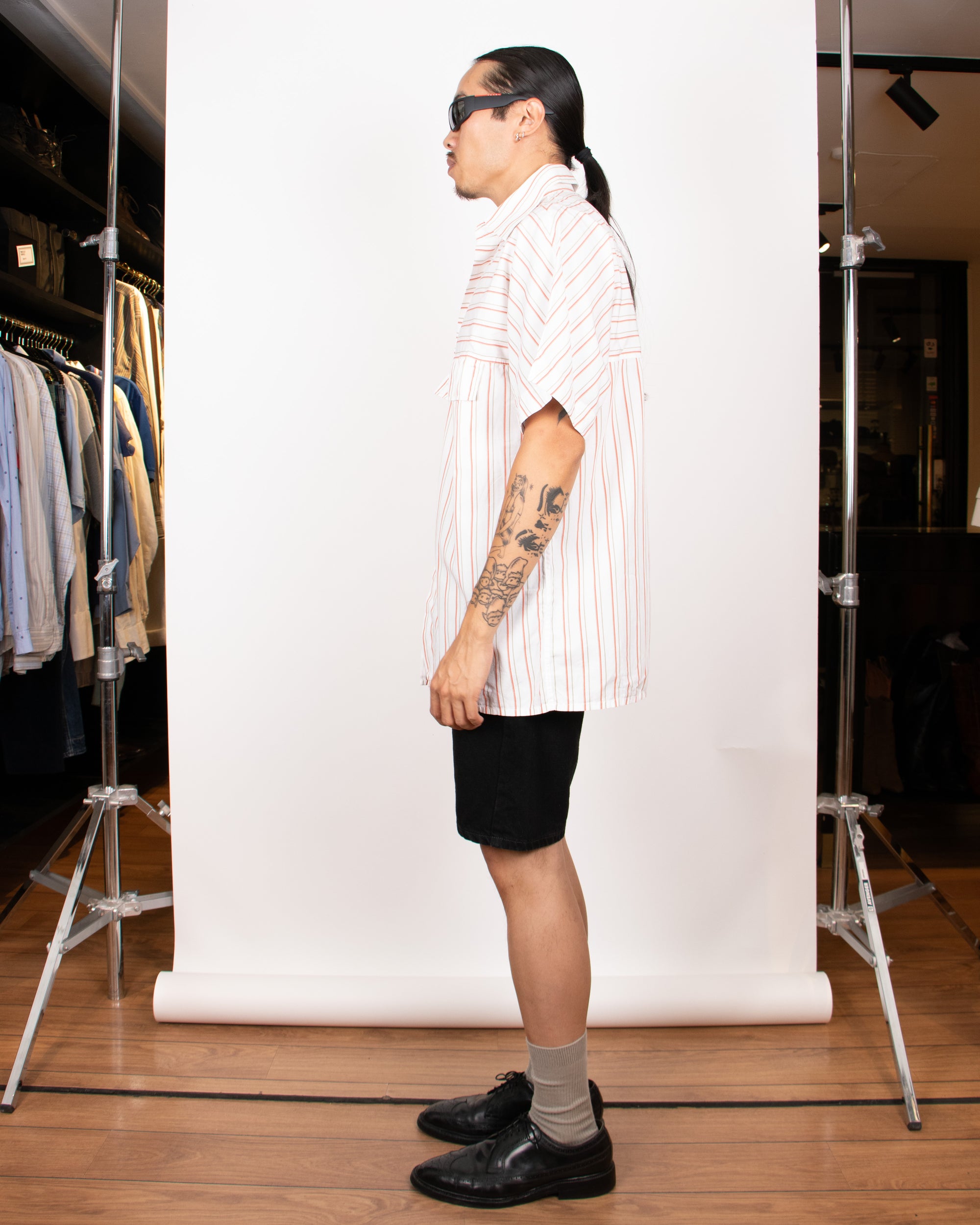 1980s Yves Saint Laurent Striped Short-Sleeved Shirt L
