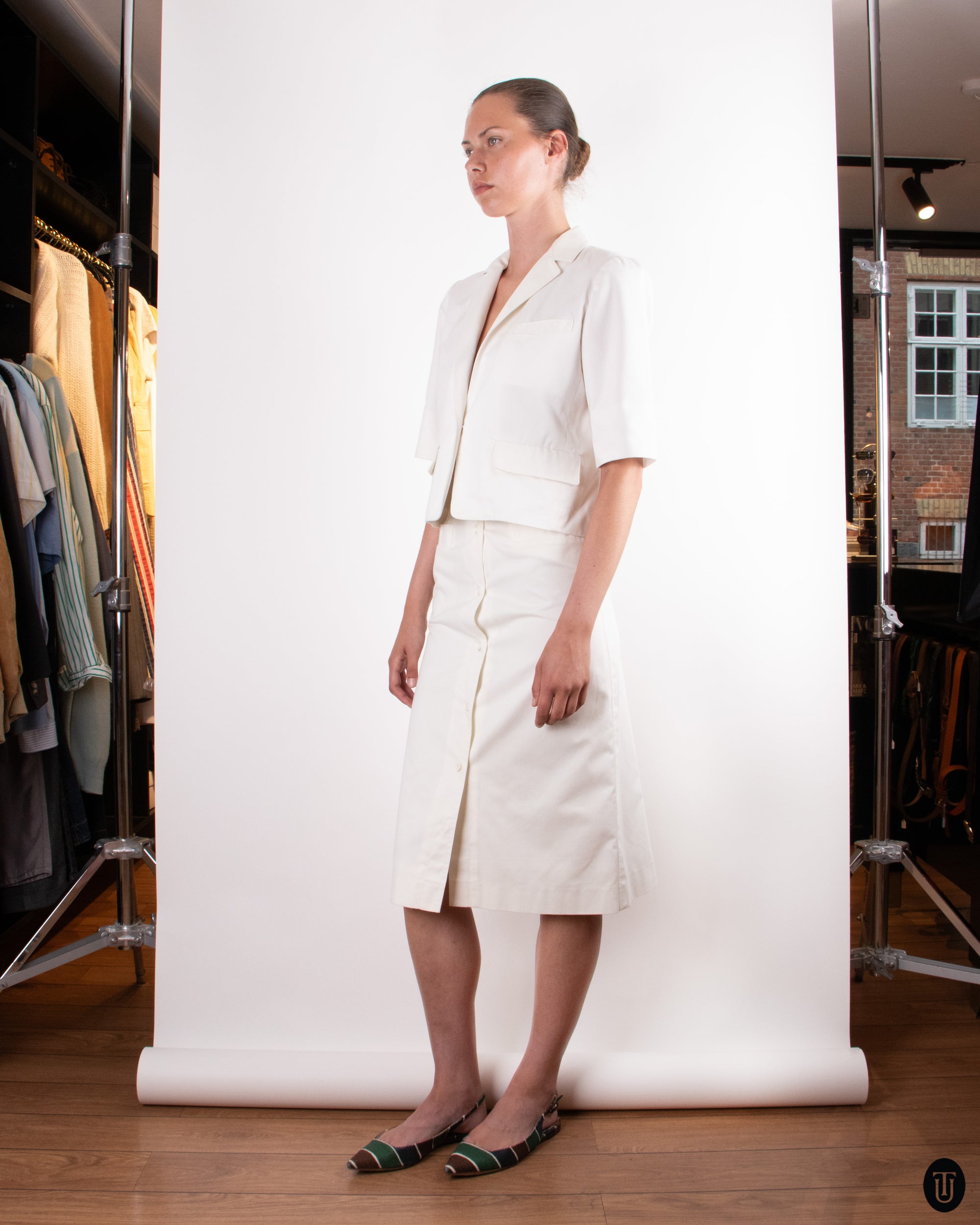 70's Guy Laroche Corduroy Skirt Set M
