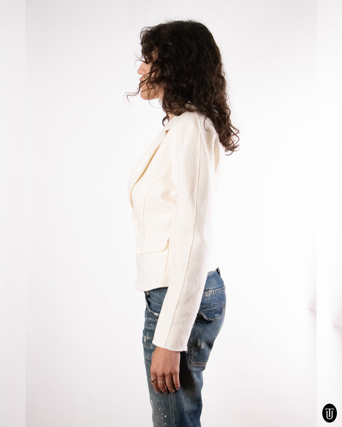 00's Nina Ricci Beige Wool Blend Blazer M