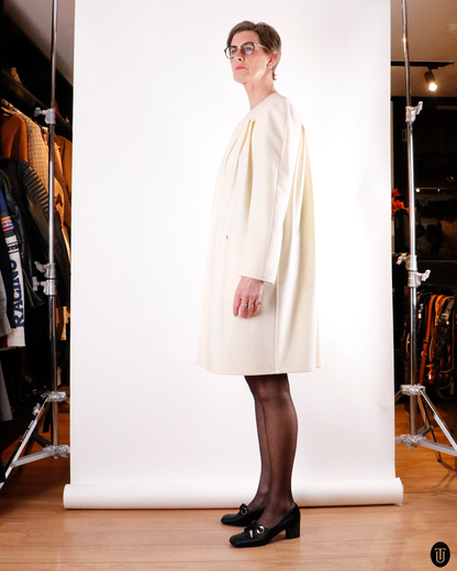 80's Valentino Cream Wool Coat M