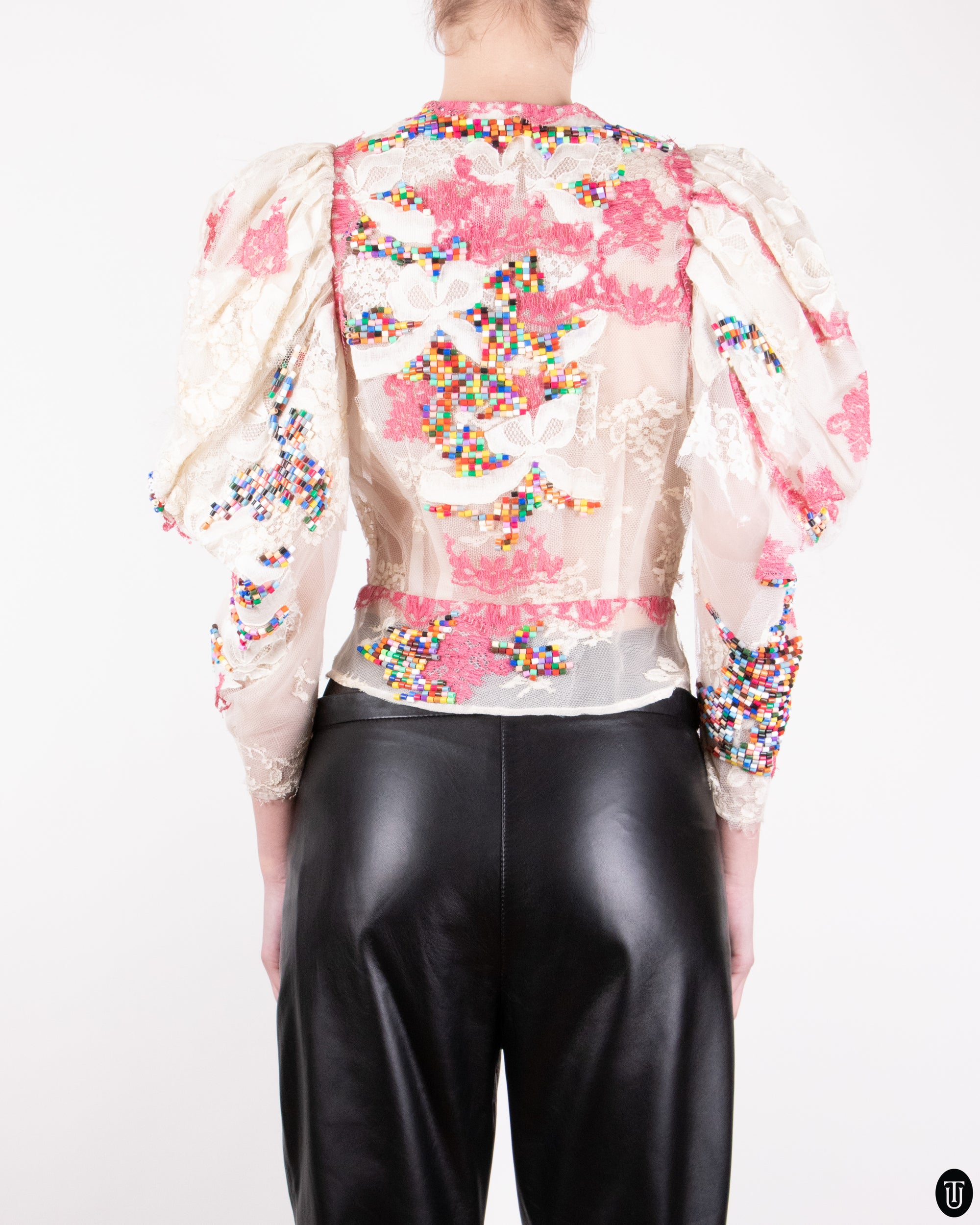 SS08 Nikoline Liv Andersen Lace and Bead Embellished Blouse XS