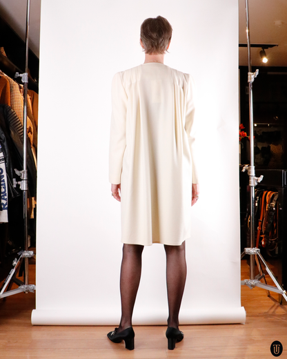 80's Valentino Cream Wool Coat M