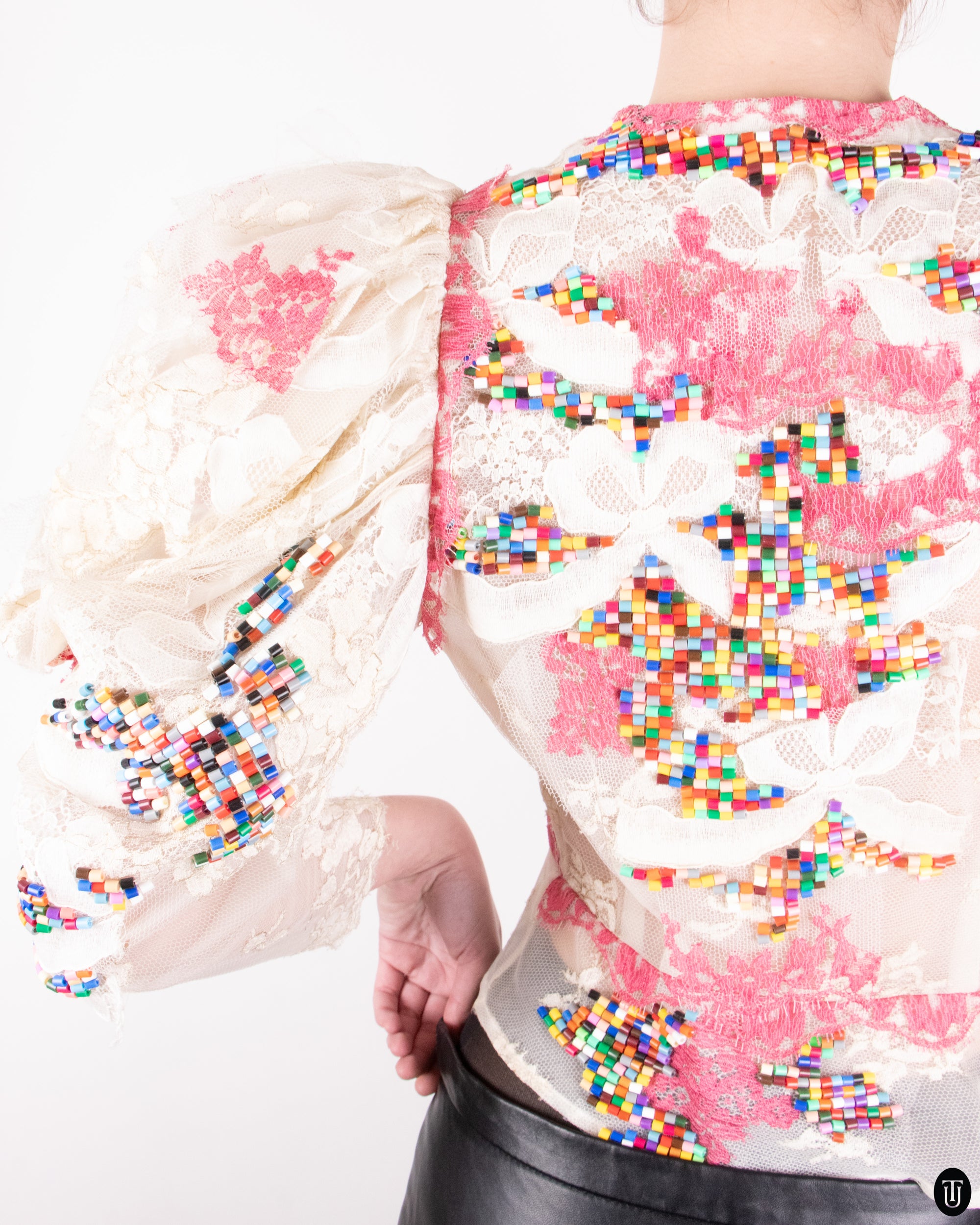SS08 Nikoline Liv Andersen Lace and Bead Embellished Blouse XS