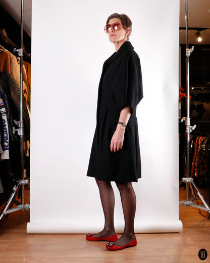 00's Miu Miu Black Wool Cocoon Coat M