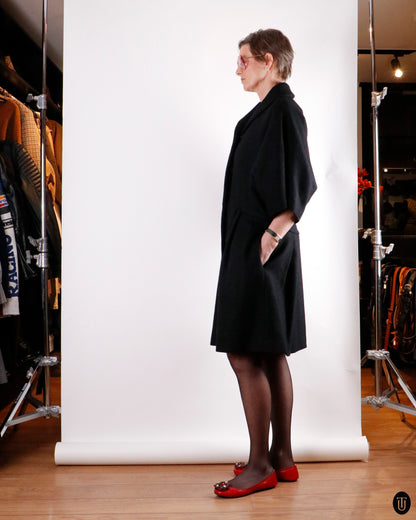 00's Miu Miu Black Wool Cocoon Coat M