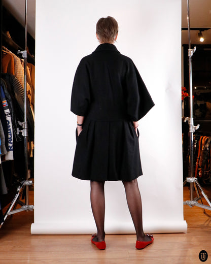 00's Miu Miu Black Wool Cocoon Coat M