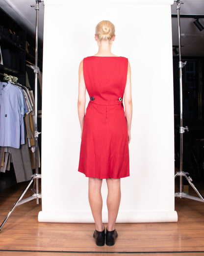 1960s Nina Ricci Mademoiselle Linen Rose Dress S