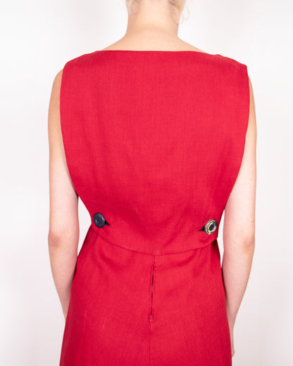 1960s Nina Ricci Mademoiselle Linen Rose Dress S