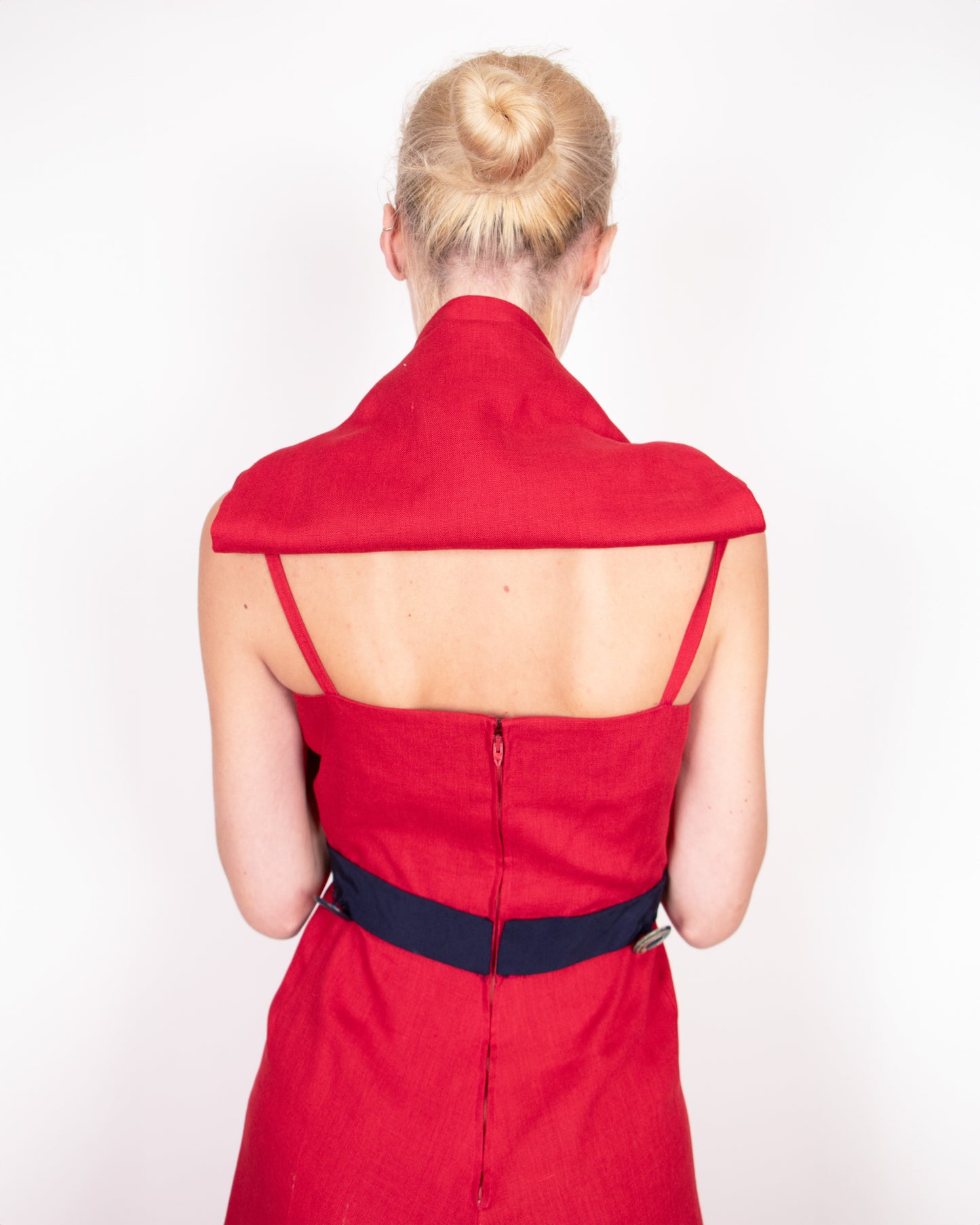 1960s Nina Ricci Mademoiselle Linen Rose Dress S