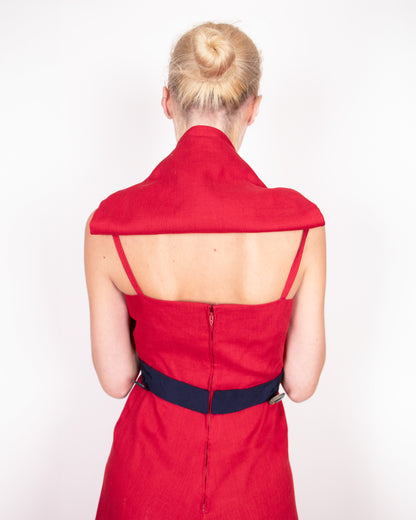 1960s Nina Ricci Mademoiselle Linen Rose Dress S