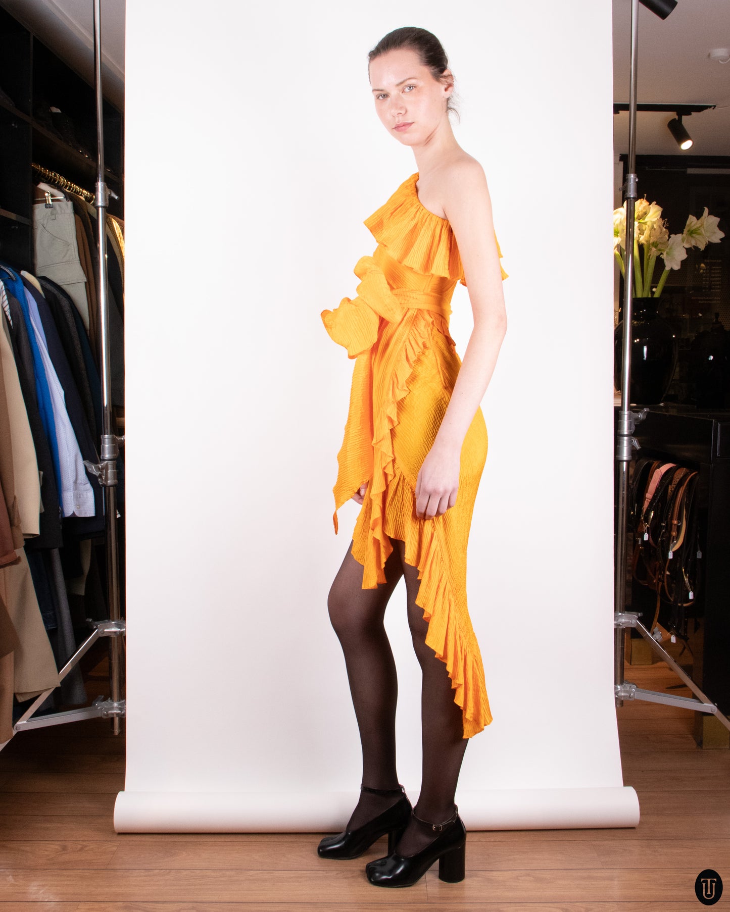 70's Yves Saint Laurent Sunny Ruffle and Pleat Dress XS