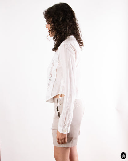 00's Martihé + François Girbaud "LE JEANS" White Cotton Drawstring Top S