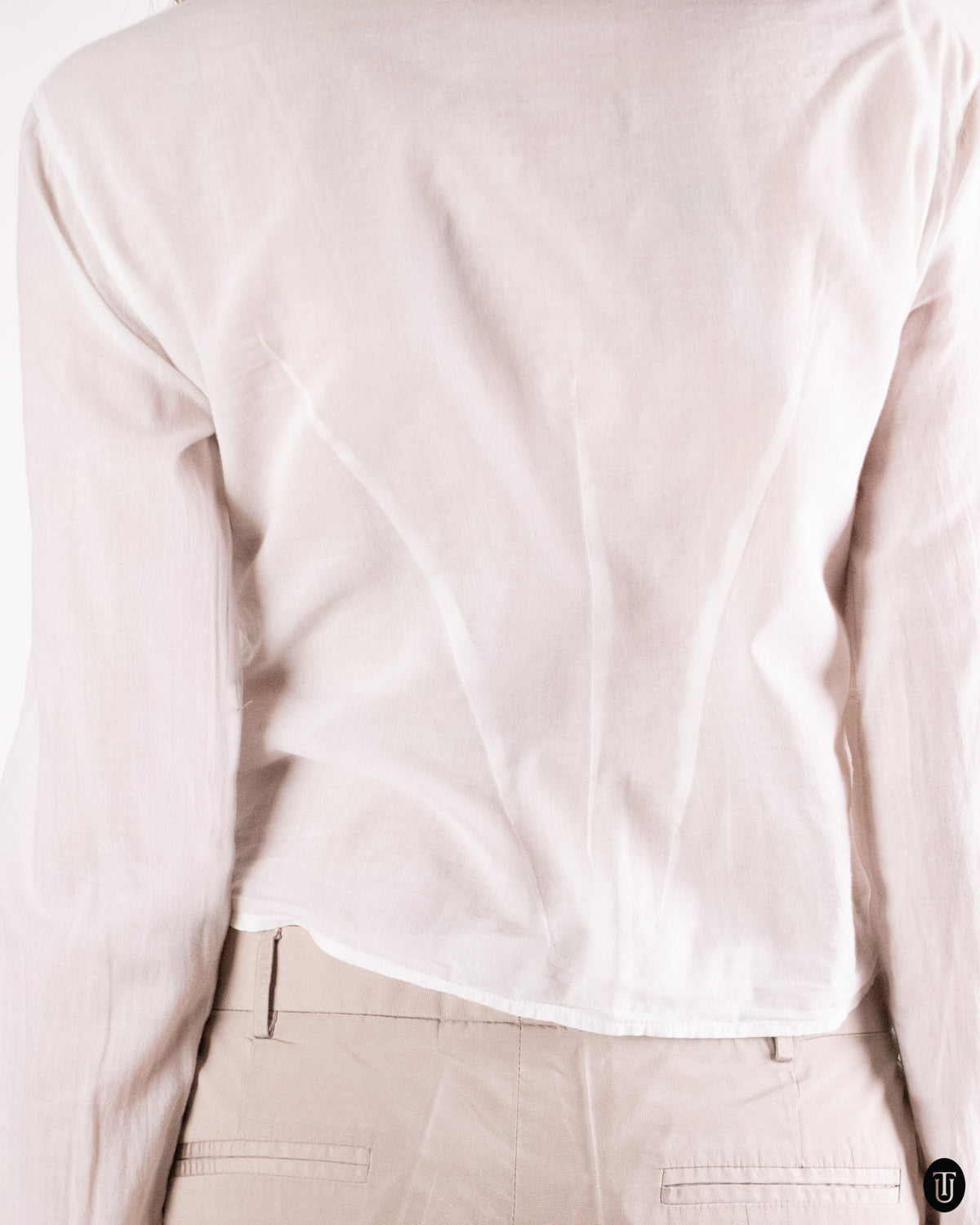 00's Martihé + François Girbaud "LE JEANS" White Cotton Drawstring Top S