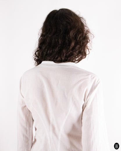 00's Martihé + François Girbaud "LE JEANS" White Cotton Drawstring Top S