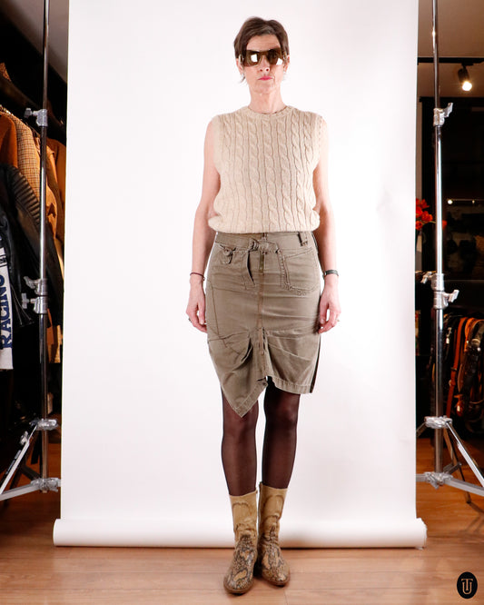 00's Marithé + Francois Girbaud Ruched Cotton Skirt S